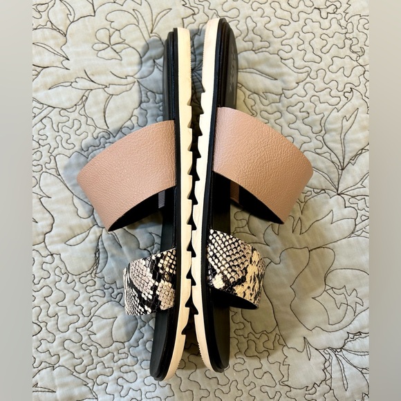 SOREL Ella Il Slide Sandals for Women in Mauve Vapor Snake Print Leather Sz 11 - Picture 5 of 13